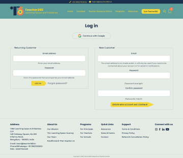 Checkout Login-Sign up  - Teacher360 Learning Spaces
