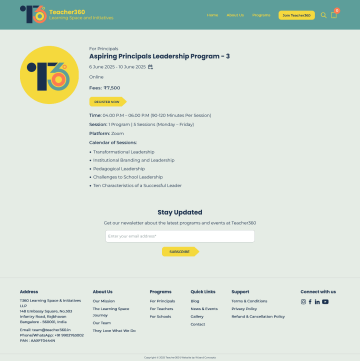 Individual Program - Aspiring Principals Leadership Program - 3 Teacher360 Learning Spaces