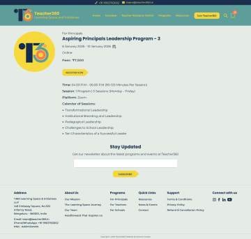 Individual Program - Aspiring Principals Leadership Program - 3 Teacher360 Learning Spaces