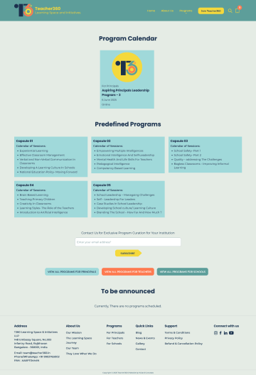 Program Calendar -  Teacher360 Learning Spaces