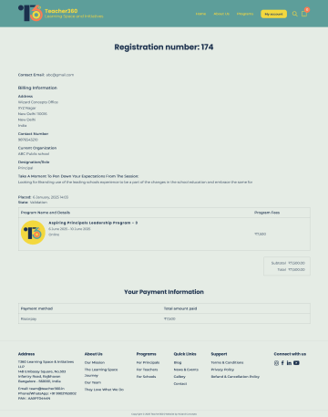 Registration information -  Teacher360 Learning Spaces