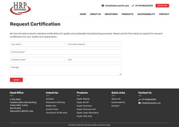 Request certification - HRP Industries